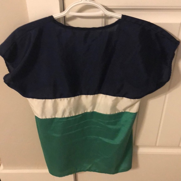 Color block navy white and green satin - Picture 2 of 2